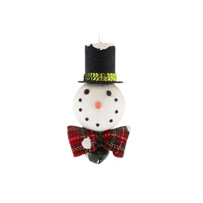 China Christmas Gift Popular New Product Cute Cute Plastic Snowman Metal Bell With Hat Ornament For Christmas Tree Ornament Gift Holiday Daily Hanging Craft for sale