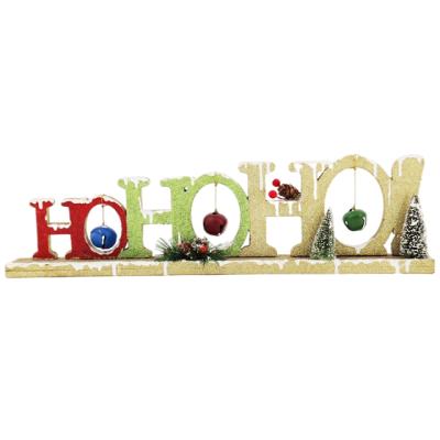 China Handmade Wooden Christmas Ornaments Christmas 2022 Wooden Ornament Sets Wooden Letters Standing Sign Table Decor for sale