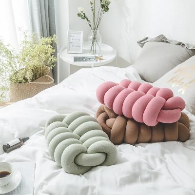 China New Design Nondisposable Lightweight Luxury Vintage Knotted 3D Baby Seat Braided Crib Bumpers Long Knot Pillow Cushion for sale