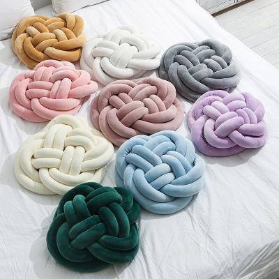 China Hot Sales Nondisposable Hand Knitting Soft Lumbar Support Sofa Cushion 3D Throw Knot Pillow Tile For Bedroom for sale