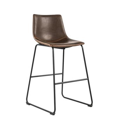 China Wholesale eco-friendly leather bar chair with backrest, metal tube leg bar stool high leg bar chair for sale