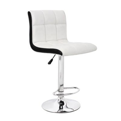 China Eco-Friendly Modern Short White Swivel PU Leather Bar Counter Back Stools With Footrest for sale