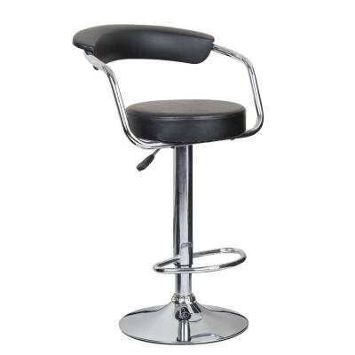 China Eco-friendly Modern Bar Stools Furniture PU Black Leather Swivel Bar Stool, Standing Bar Chair for sale