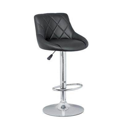 China Eco - Friendly Fashion Adjustable Modern Black Swivel PU Leather Bar Stools With Backrest for sale