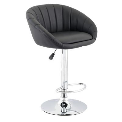 China Fashion Solid Black Swivel Back Mid Leather Eco-friendly PU Leather Adjustable Chair Bar Stool for sale