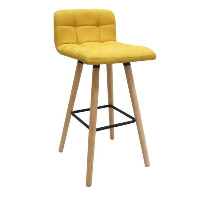 China Factory Price High Bar Chair Modern High Quality Yellow Purple Fabric Chair Outdoor Wood Legs for sale