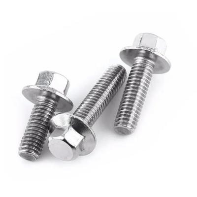 China 32mm Flanged Hexagon Head Bolts Titanium G2 M4 DIN 6921 Hex Flange Bolt Full Threaded for sale