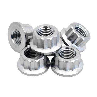 China Custom Titanium Wheel Lug Nuts Stainless Steel 12 Point Flange Nut for sale