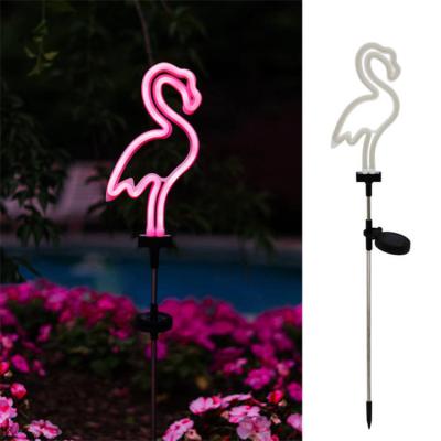 China Garden Hot Pink Flamingo Shaped Outdoor Decorative Solar Silicone Neon Lamps LED Solar Garden Lights for sale