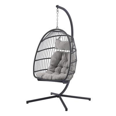 China 2022Outdoor Strong High Quality Garden Furniture Rattan Single Seat Patio Swing Egg Hanging Chair With Cushion for sale