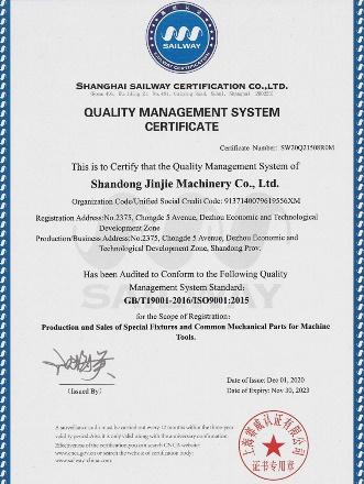 ISO9001 - Shandong Jinjie Machinery Co., Ltd.