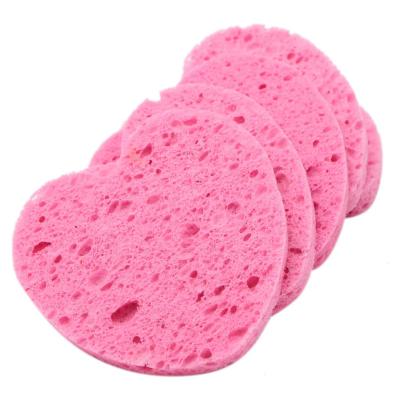 China Facial Cleansing Heart Shape Sea Pink Soft Sponge Maxsoft Compressed 100% Natural Makeup Sponge For Makeup And Facial Cleansing for sale