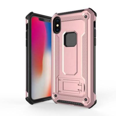 China New Design 2 In 1 Super Armor Shockproof Magnet TPU PC Shockproof Full Cover Kickstand Case For iPhone for sale