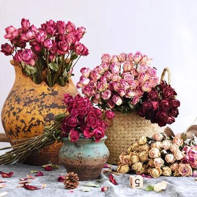 China Natural Flower Duotou bubble rose bouquet duotou rose DIY flower home furnishings dry flower arrangement factory wholesale for sale