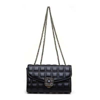 China Wholesale luxury black leather style fashion stain shoulder chain bag simple evening clutch bag for sale