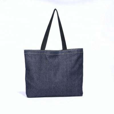 China Convenient high quality lightweight simple soft denim tote bag large capacity denim shopping bag lattice handbag for sale