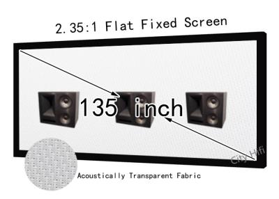 China Black Frame 135'' 2.35 : 1 Flat Projection Screen With Acoustically Transparent Fabric for sale