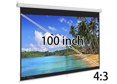 China Flat Surface 80 X 60 Inch  Pull Down Projector Screen With Auto - Level - Lock System for sale