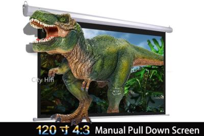 China 96 x 72 la pantalla de proyector visible de la pulgada 3D manual tira hacia abajo a uno mismo - cierre el blanco en venta