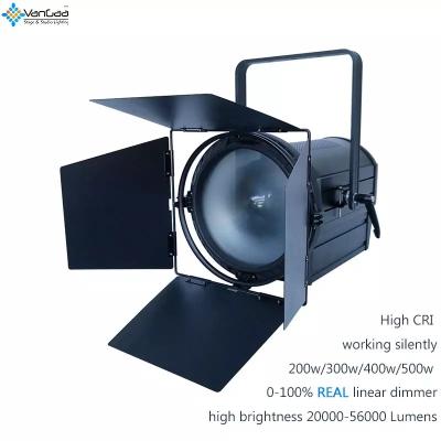 China TV Studio 200W Dimmable Motorized Zoom COB 200 Bi-Color Stage Lighting LED Studio Fresnel Spotlight for sale