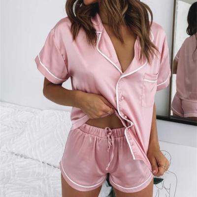 China Wholesale QUICK DRY Ladies Pajamas Set Solid Color Summer Women Sleepwear for sale