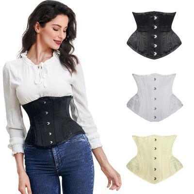 China Hot Sale Breathable Ladies Gothic Corset Tummy Control Embroidery Buckle And Bandage Women Waist Trainer for sale