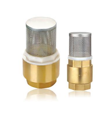 China Foot Copper Bottom Valve With Stainless Steel Mesh , Brass Spring Check Valve With Filter for sale