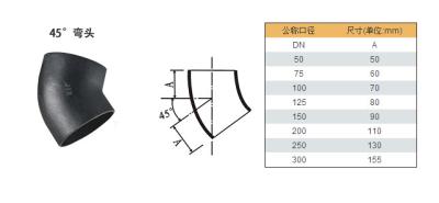 China Black Painted Carbon Steel Pipe Fittings 45 Degree Elbows For Pipe Connect Fitting for sale