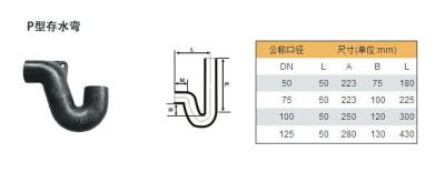 China Custom Drain Black Steel Pipe Fittings Metal / Plastic P Type Trap , Water Traps for sale