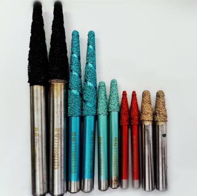 China Building Material Stores Vacuum Welded Diamond CNC Engraving Router Bits Drill Tools For Granite Stone Cutting for sale