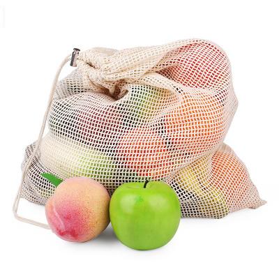 China BSCI Recyclable Organic Cotton Mesh Bag For Fruits And Mesh Net Bag Eco Friendly Vegetable Reusable Shopping Bag for sale