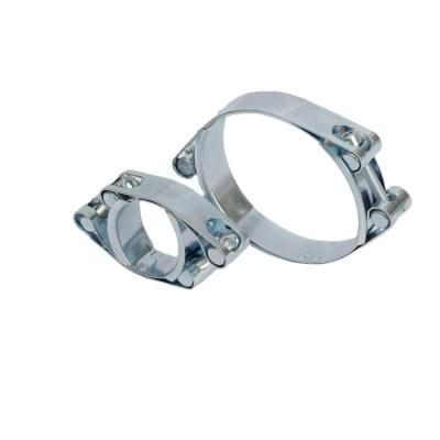 China Metal Double Bolts Galvanized Iron High Pressure Hose Clamp With Two Bolt for sale