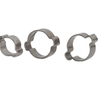 China Connection Double Ear Galvanized Steel Crimp Pipe Clamps For Gas Hose Fastener for sale