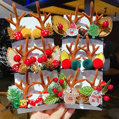 China Deco Cute Hair Clips For Girls Deer Ear Hairpins Hairgrip Kids Christmas Antler Hairpin Barrette Christmas Hair Accessories for Women for sale