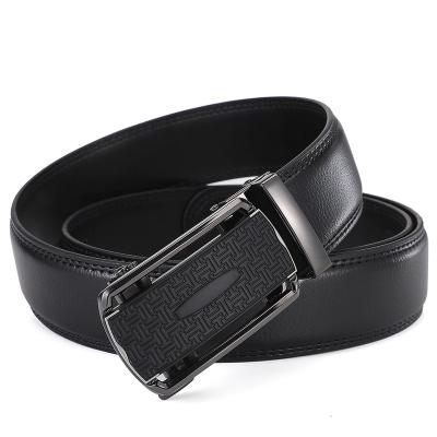 China Trend Wholesale Geometric Pattern Automatic Buckle Dressing Accessory Personalized Leather Genuine For Jeans Belt for Man for sale