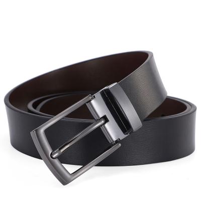 China Business Wholesale Two-layer Genuine Cowhide Durable Leather Pin Buckle Belt for Business Men Fashion Leather Belts for Man for sale