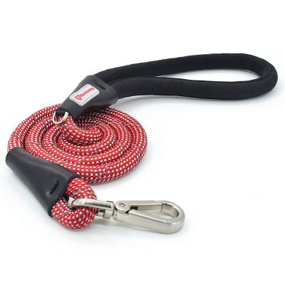 China Thoughtful Nylon Braided Braided Climbing Leash Double Handle Dog Training Double Leash Rope Grip Dog Padded Walking Leash for sale