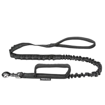 China Black Color Padded Tactical Dog Leash With Highly Reflective Wires And Bungee Pad Dog Leash With Double Soft Handles for sale