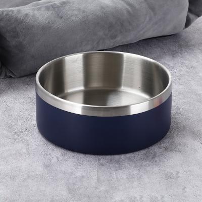 China Non-Auto 64oz 32oz Non Slip Double Wall Bottom Vacuum Insulated Deluxe Metal Food and Water Lifted Stainless Steel Dog Food Bowl for sale