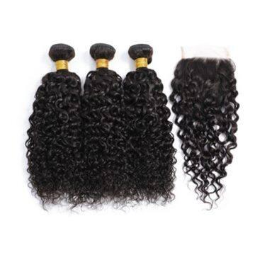 China Water Wave Water Wave Hair Bundles With Loose Hair Band And Closure Frontal Bundles Set for sale