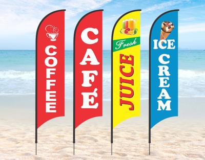 China Bilateral decoration advertising decoration beach banner feather flag beach sale flags for sale