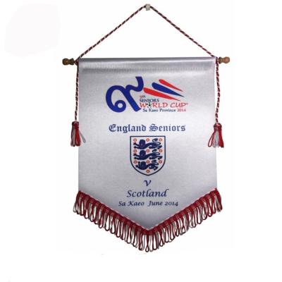 China Cheap Custom Football Club Hanging Pendant Team Pennants Flag Soccer Flags, Quality Satin Mini Soccer Team Pennant Flag for sale