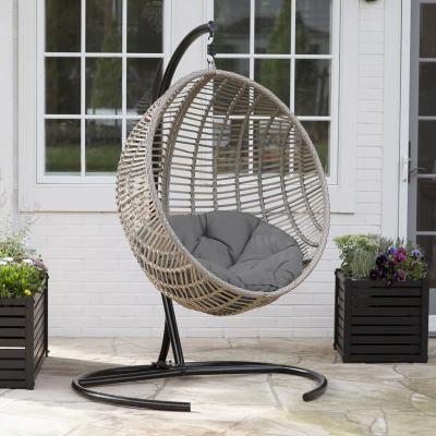 China All Weather Furniture Rib Hanging Egg Chair Outdoor with Cushion and Stand for sale