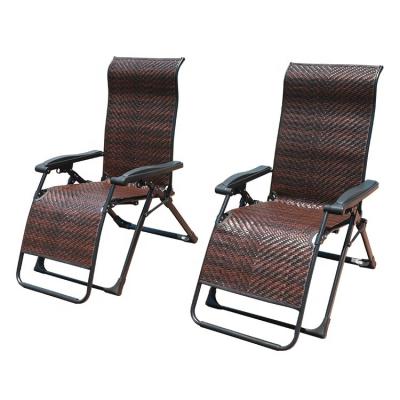 China New Design Outdoor Portable Weightless Weather Furniture Rattan Sofa Foldable Patio Extended Wicker Lounge Chair for sale