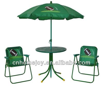 China Garden Set Metal Kids Table And Chair Set With Umbrella , Child Folding Set Portable Furniture for sale