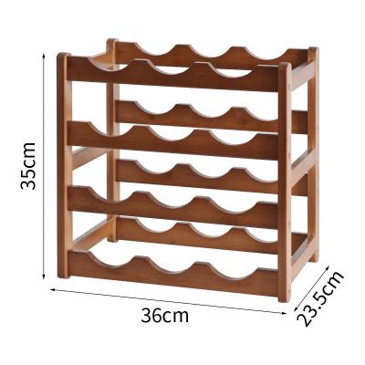 China Other Home Bar Countertops Multi Height Wine Rack Solid Wood Bottle Display Rack for sale