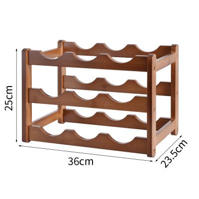 China Other Hot Sale Durable Exquisite Small 3 Tiers 9 Bottles Wooden Wine Racks for sale