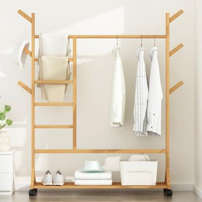 China (Others) Factory Manufacturer Multifunction Floor Wooden Entryway Adjustable Coat Hanger Rack Holders for sale