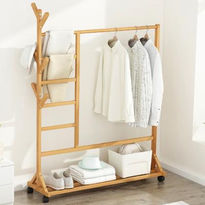 China Adjustable Free Entry 3-in-1 Shoe Rack (Other) Coat Hanger Bamboo Tree With Storage Shelf Organizer for sale