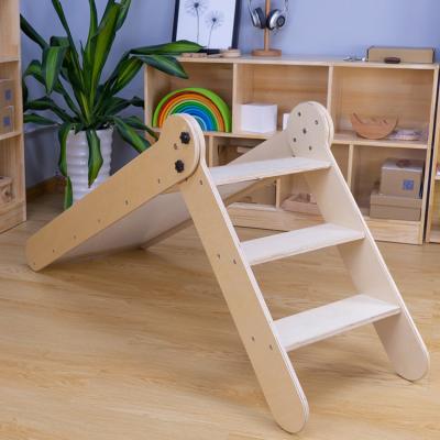 China Wooden Living Room Montessori Playroom Furniture Amusement Playground Kids Sliding Foldable Play Set Baby Slide for sale